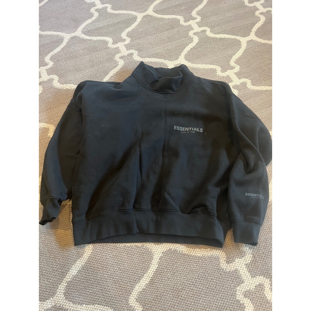 Fear of God Essentials Mock Neck Sweatshirt Black Mens XS FOG Logo Pullover
